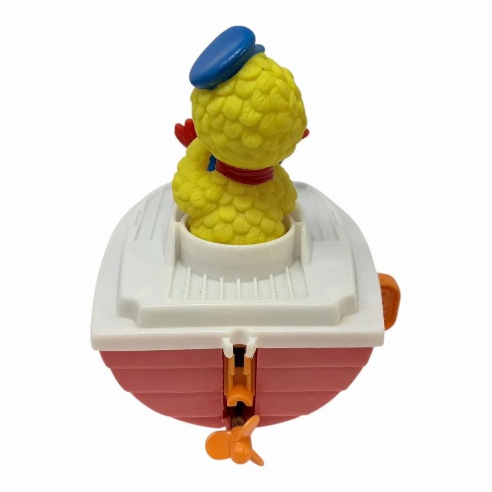 VTG Sesame Street BIG BIRD & ELMO Wind Up Boat Tyco 1995 Jim Hensen, NOT WORKING